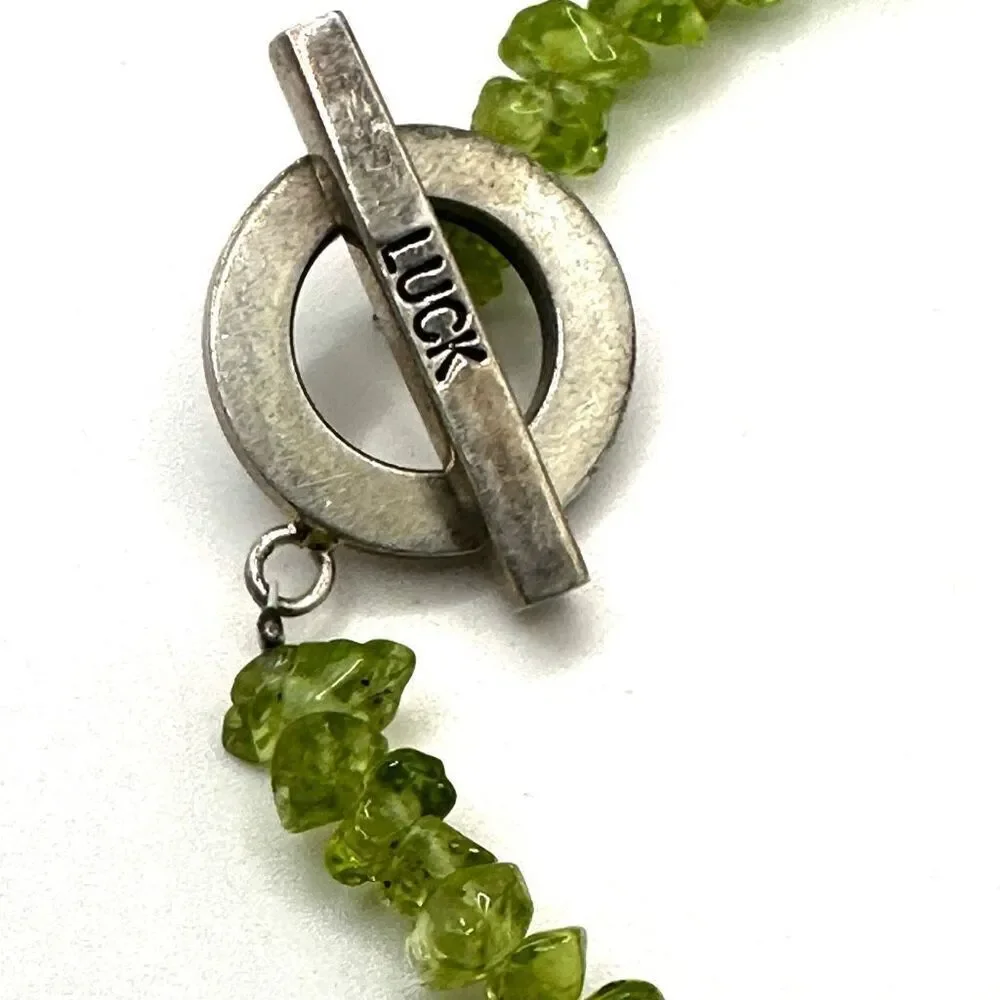 Peridot sterling silver luck toggle bracelet